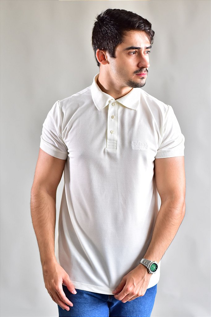 Camisa Gola Polo Boss | Boss Monochrome - Off White