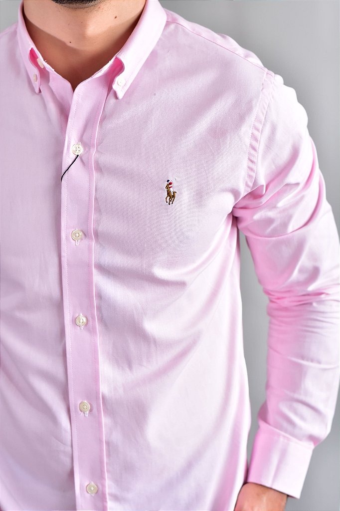Camisa Social Lisa RL Manga Longa - Rosa