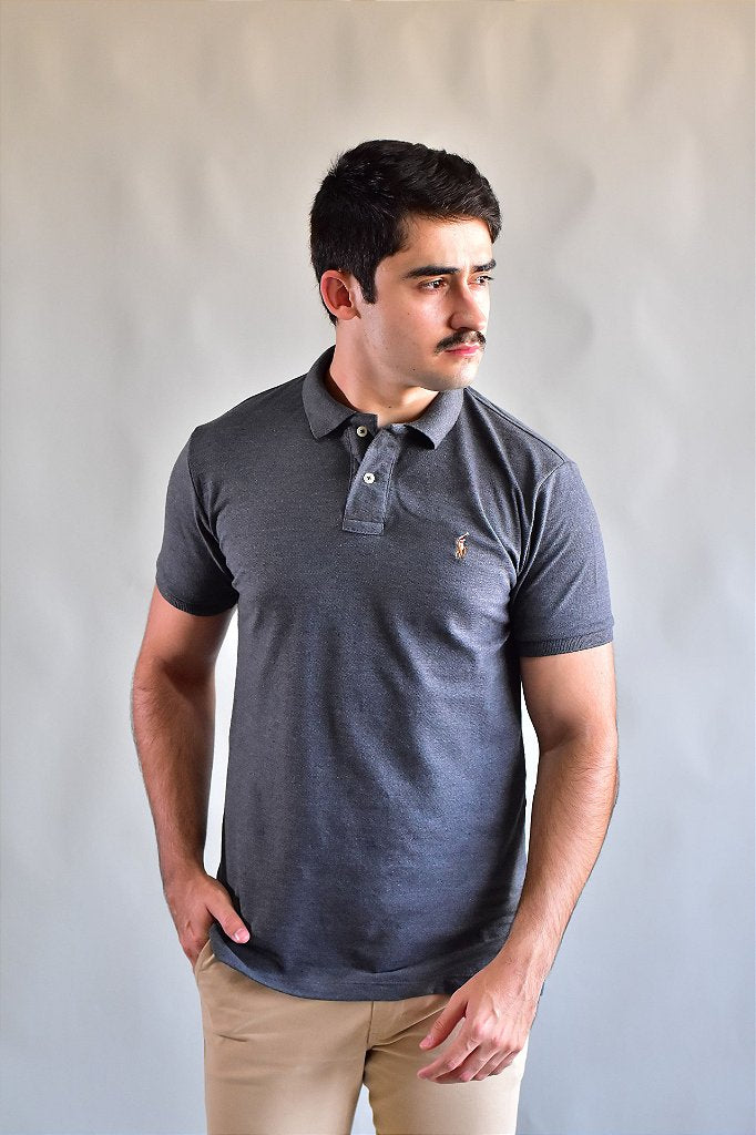 Camisa Gola Polo RL Small Pony Color - Chumbo