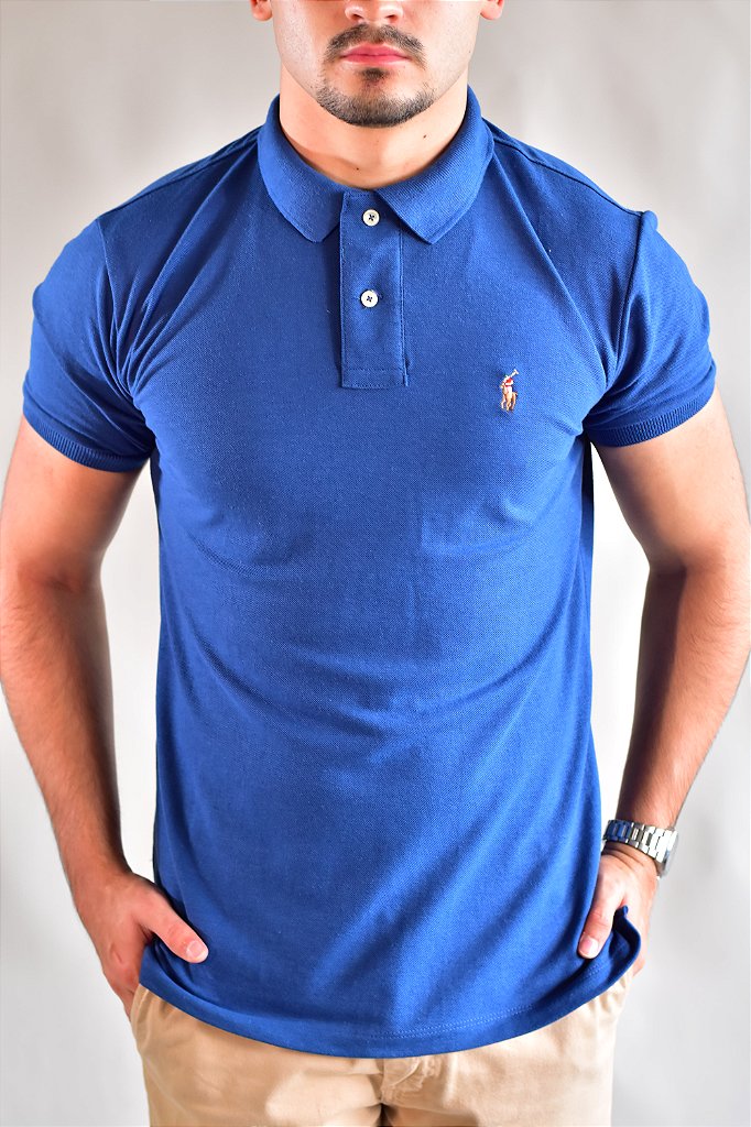 Camisa Gola Polo RL Small Pony Color - Azul Acero
