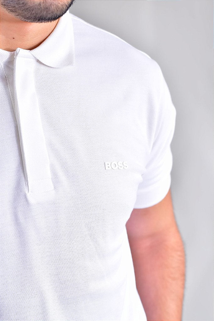 Camisa Gola Polo Boss - Off White