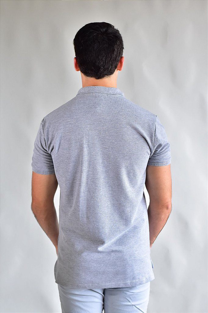 Camisa Gola Polo RL - Cinza Small Pony Preto