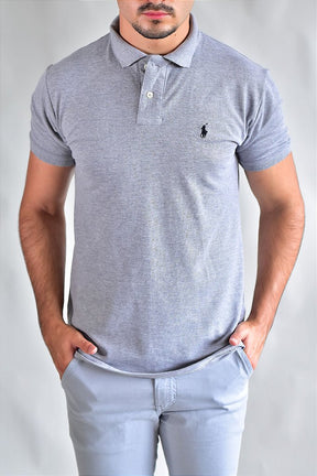 Camisa Gola Polo RL - Cinza Small Pony Preto