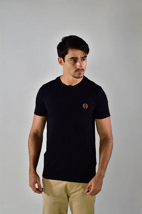 Camiseta AX Round Orange Logo - Preta