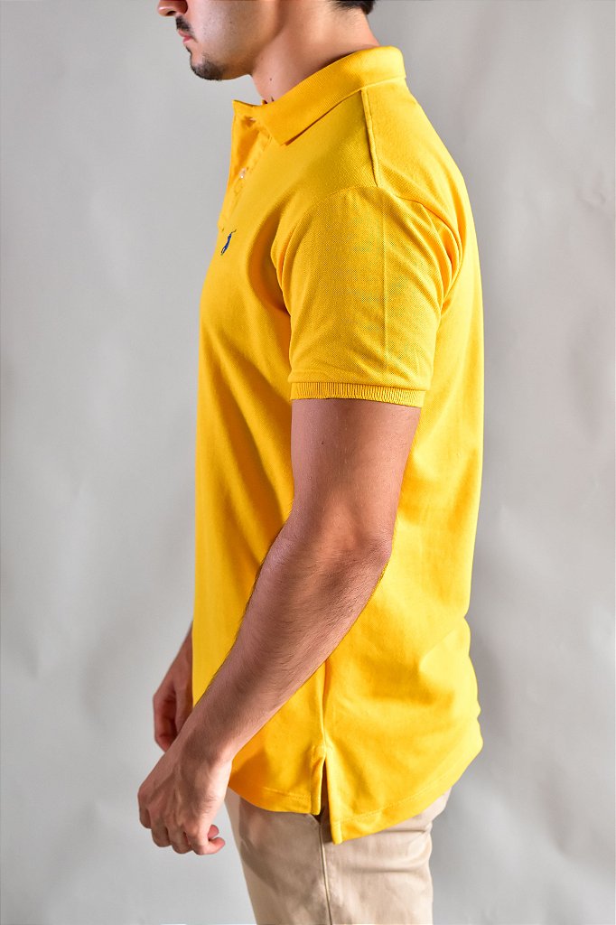 Camisa Gola Polo RL - Amarela Small Pony Azul