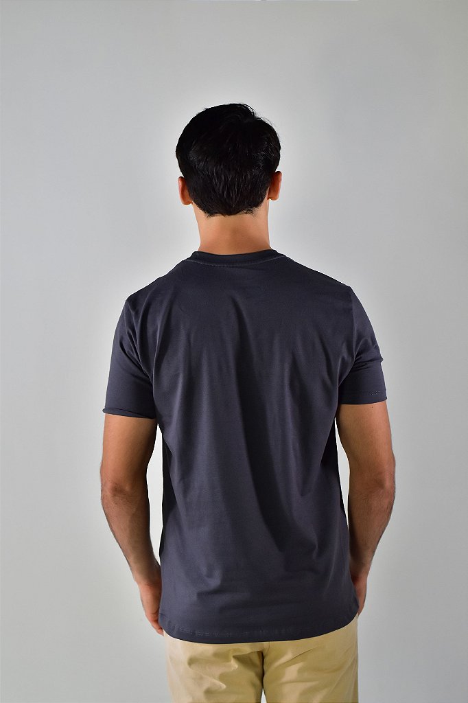 Camiseta AX Round White Logo - Chumbo