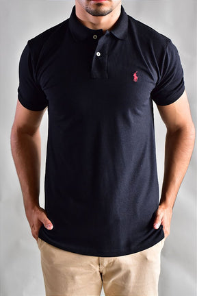 Camisa Gola Polo RL - Preta Small Pony Vermelho