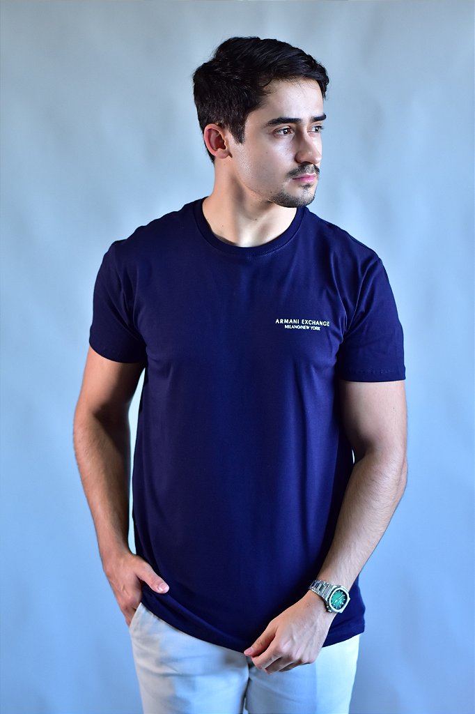 Camiseta  A|X  Milano/New York Line - Azul Marinho