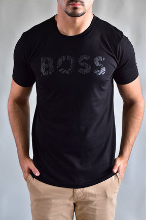 Camiseta Boss Brindle Print Logo - Preta