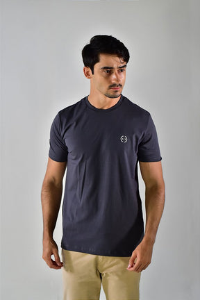 Camiseta AX Round White Logo - Chumbo
