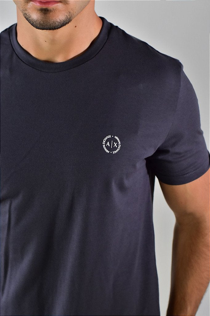 Camiseta AX Round White Logo - Chumbo
