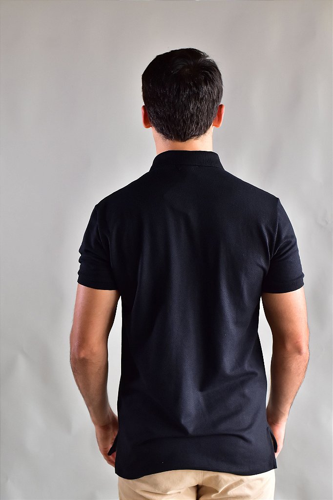 Camisa Gola Polo RL - Preta Small Pony Vermelho