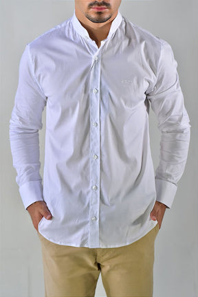 Camisa Social Manga Longa Boss Gola Padre - Branca