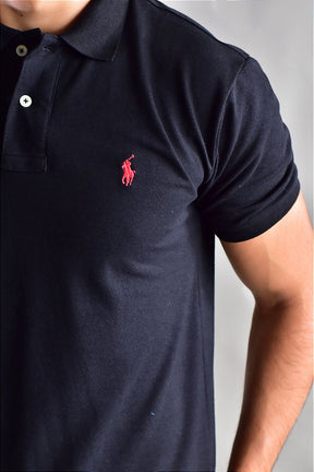 Camisa Gola Polo RL - Preta Small Pony Vermelho