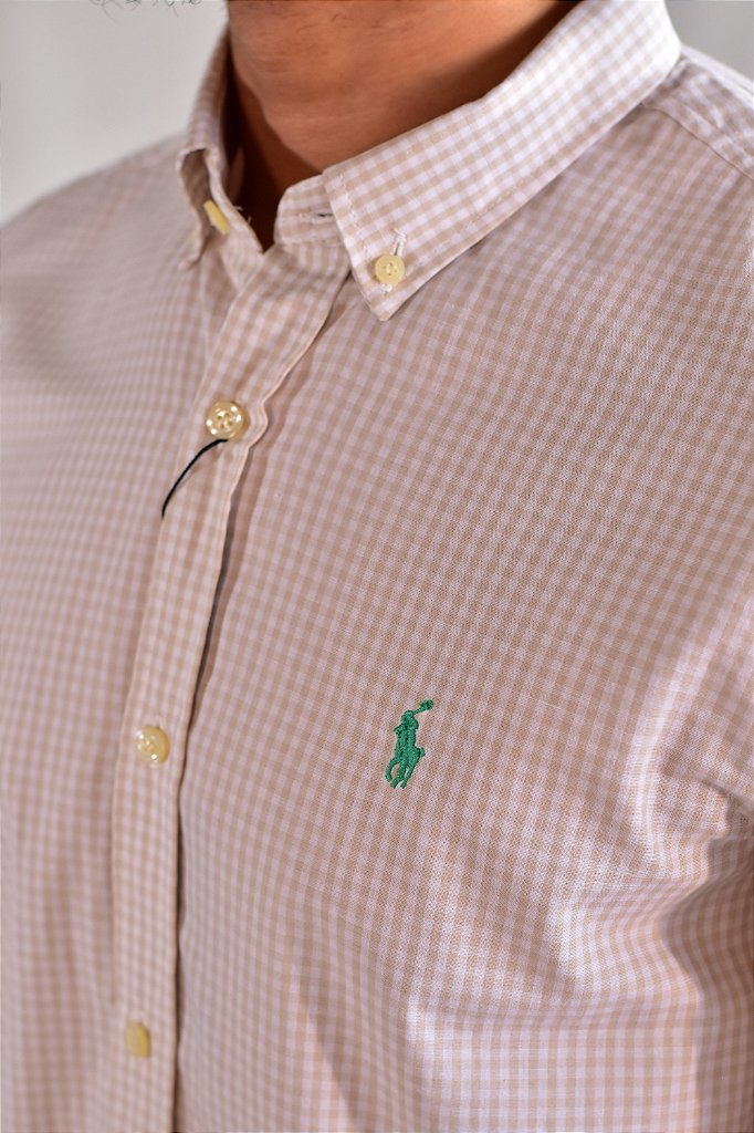 Camisa Social Manga Curta RL - Microxadrez Palha