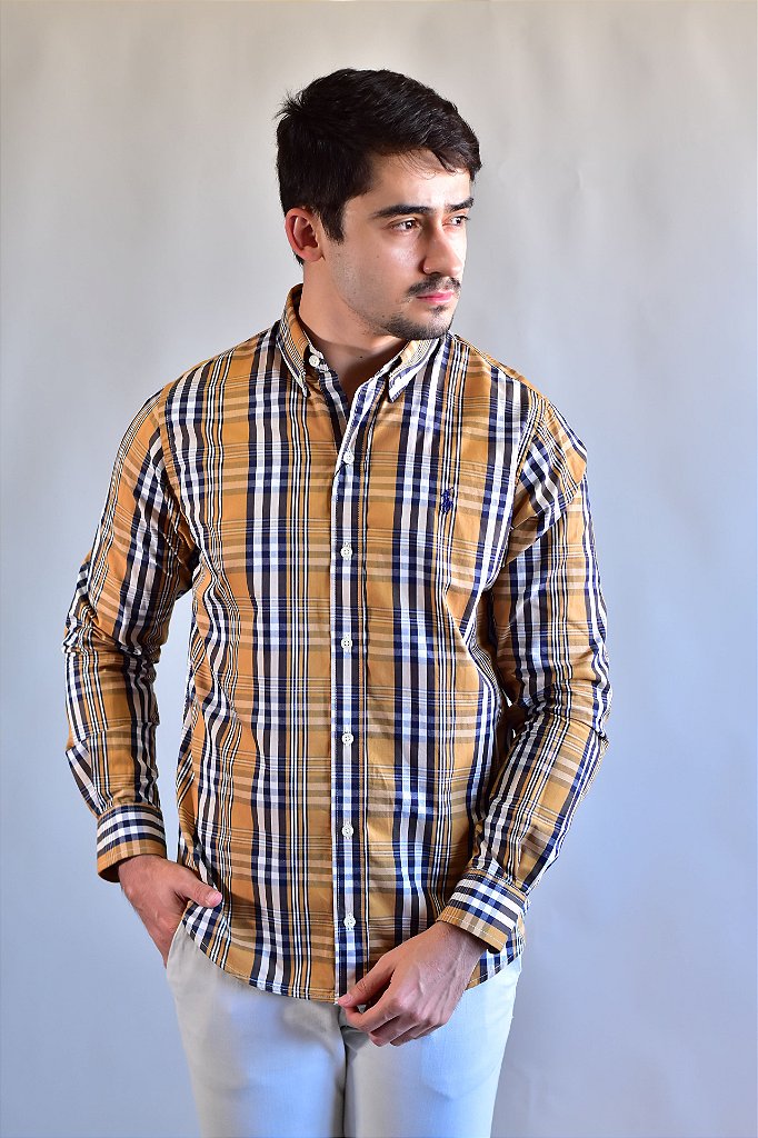 Camisa RL Manga Longa - Xadrez Mostarda