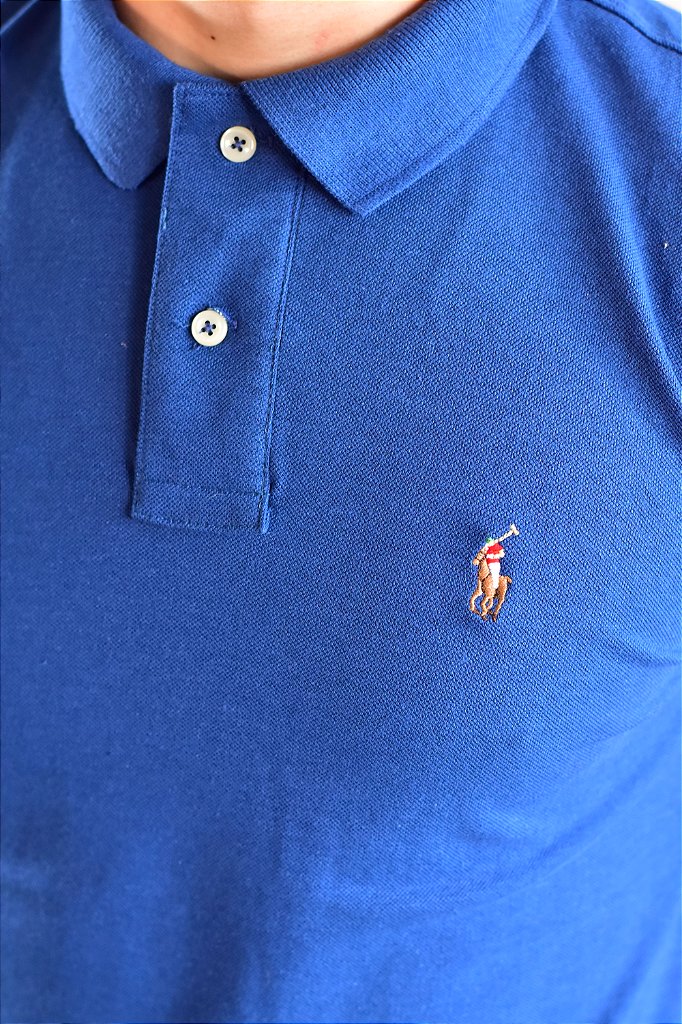 Camisa Gola Polo RL Small Pony Color - Azul Acero
