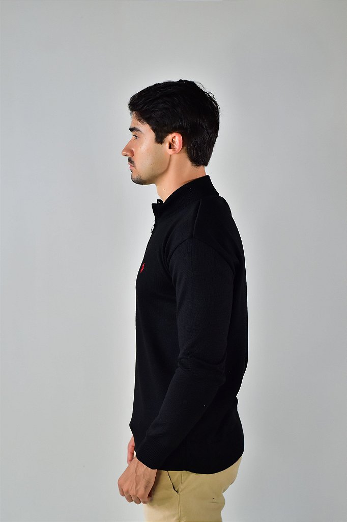 Suéter Masculino RL Front Zipper - Preto