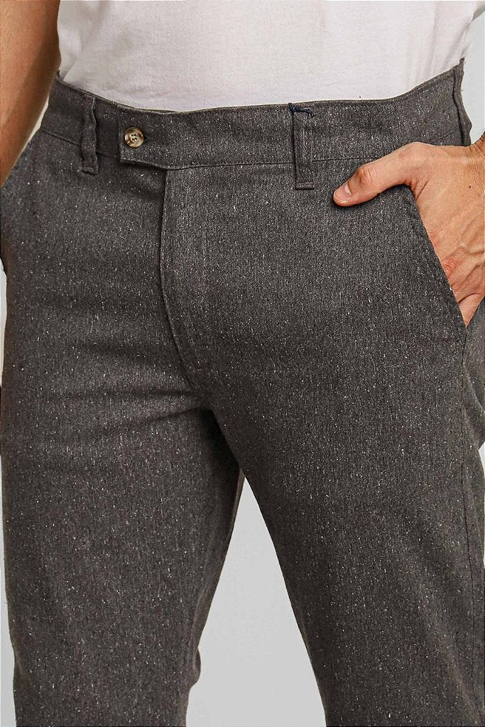 Calça Masculina em Linho RL Straight Fit - Chumbo
