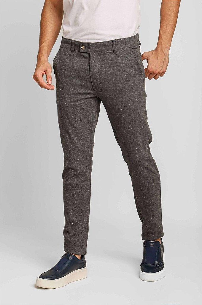 Calça Masculina em Linho RL Straight Fit - Chumbo